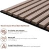 Woven Sound Wood Panels for Wall, Functionality and Durability, Enhanced Acoustic & Sound Proof Fluted Design, Versatile Wood Slat Wall Decor for Home & Office, 2 Pack Deep Gray, 47.2x12.5 Inch