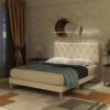 Queen Size Bed Frame, Velvet Upholstered Platform with Headboard, Easy Assembly, No Box Spring Needed, Non-Slip and Noise-Free with Strong Wooden Slats (Beige, Queen (U.S. Standard))
