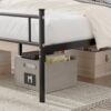VECELO Metal Platform Bed Frame with Headboard & Footboard, Steel Slats Mattress Foundation, No Box Spring Needed, Queen, Charcoal Black