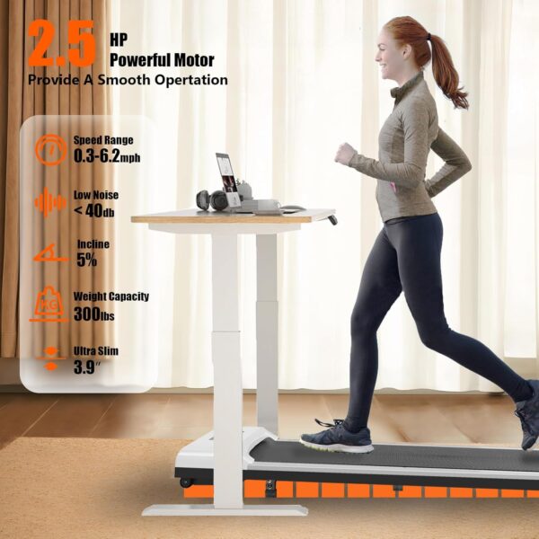 Walking Pad Treadmill with Incline,Under Desk Treadmill, 300+ lbs Weight Capacity Compact Portable Incline Treadmill,10 HIIT Programs Treadmills for Home Small/Office, 2.5HP