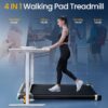 2 Side Walking Pad with Incline Massage Function, 2 in 1 Under Desk Walking Pad and Foot Massager Treadmills for Home/Office, Portable Treadmill with Remote Control LED Display