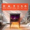 BLITZHOME 18'' Electric Fireplace Heater, 2 Heating Mode 750/1500W, 3D Realistic Flame, Thermostat Control, Safety Protection, Portable Freestanding Fire Places Stove for Home, Small Space