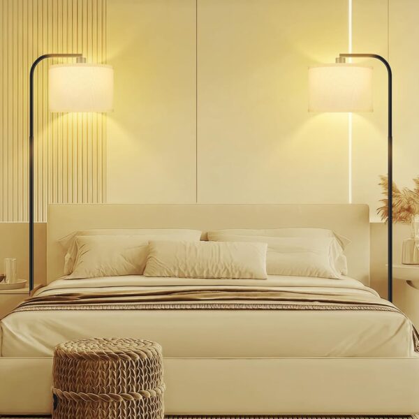BoostArea Dimmable Floor Lamp for Living Room,Arc Sofa Lamps with Remote Control,Stepless Dimmable & Colors Temperature,2700k-6500k,67 in,Tall Modern Standing Lamp for Bedroom Study Room Office,White