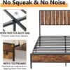 GAOMON Queen Bed Frame with Headboard Footboard Rustic Wood Farmhouse Platform Metal Wrought Rod Slat Bedframe, No Box Spring Needed, Easy Assembly, Farm House Base Beds Foundation-Queen Size