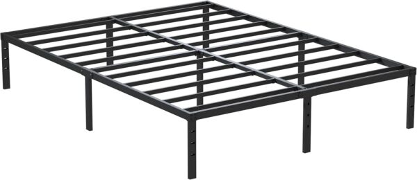 14 Inch Metal Bed Frame Queen Size No Box Spring Needed, Heavy Duty Platform Support Up to 3000 lbs, Easy Assembly, Noise Free, Black