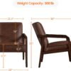 Yaheetech PU Leather Accent Chair, Mid-Century Modern Barrel Chair with Wooden Frame and Soft Thick Padded for Living Room Bedroom Home Office, Dark Brown
