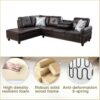 Leather Sectional Couch Sofa, Modern Nail-Head Design L Shaped Sectional Sofa for Living Room, 4 Seat L Couch with Cup Holder for Bedroom Apartment, Red