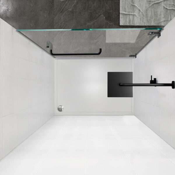 Hinged Shower Door, 34" W X 72" H Bathroom Shower Doors Clear Glass Shower Panel, 5/16" (8mm) Frameless Tempered Glass Shower Door in Matte Black with Handle and Seal Strip