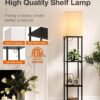 addlon Floor Lamp with Shelves, 4-Tier Modern Shelf Floor Lamp with 3CCT LED Bulb, Display Lamp for Living Room, Bedroom and Office - Black