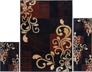 71XLYtI6xL._AC_SL1500_.jpg Home Dynamix Ariana Galil Area Rug 3 Piece Set (4'11" x6'11,1'8" x4'11,1'8" x2'8), Geometric Ebony