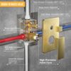 Alesco Shower System, Gold Shower Faucet Set with 10-Inch High-Pressure Rainfall Showerheads and Handheld Spray combo, Showerfixture Include Valve and Trim Kit, Brushed Gold