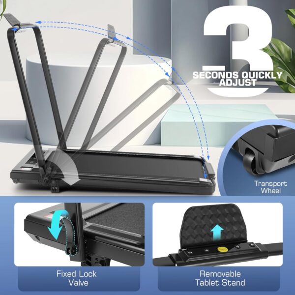 ANCHEER Under Desk Treadmill with Incline, 3 in 1 Walking Pad Treadmill with Remote Control, 2.5HP Folding Treadmill for Home, 300lbs Weight Capacity Quiet Jogging Running Electric Machine