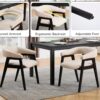 CIM0TA Modern Barrel Dining Chairs with Arms Set of 6, Upholstered Fabric Kitchen & Dining Room Chairs with Open Back/Black Wood Legs, Comfortable Side Chairs, Linen Beige