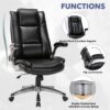 COLAMY Leather Executive Office Chair - High Back Home Computer Desk Chair with Padded Flip-up Arms, Adjustable Tilt Lock, Swivel Rolling Ergonomic Chair for Adult Working Study, Black