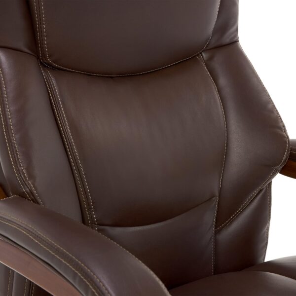 La-Z-Boy Delano Big & Tall Executive Office Chair, High Back Ergonomic Lumbar Support, Bonded Leather, Brown