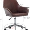 BTEXPERT Mid Back Home Computer Desk Chair, Office Task Chair with Wheels, Swivel Height Adjustable Faux Leather Chair, White Comfy Leather Desk Chair, Brown (5176)