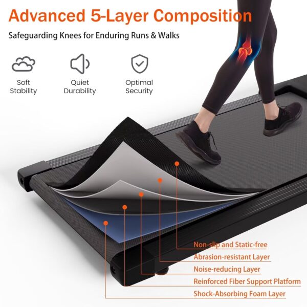 DeerRun 2024 Upgrade Walking Pad, Smart Under Desk Treadmill for Home Office, No-Assembly Treadmills with APP and Remote Control, LED Display, 2.5 HP Quiet Walking Jogging Machine, 250 lbs Capacity