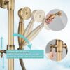 Antique Brass Shower Fixture Bathroom Shower Faucet Set 8 Inch Rainfall Shower Head Handled Shower Waterfall Tub Spout Wall Mounted Outdoor Shower System with Shower Shelf