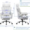 Efomao Desk Office Chair,Big High Back PU Leather Computer Chair,Managerial Executive Swivel Chair with Leg Rest and Lumbar Support,White Office Chair