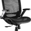 GABRYLLY Ergonomic Office Chair, High Back Home Desk Chair with Headrest, Flip-Up Arms, 90-120° Tilt Lock and Wide Cushion, Big and Tall Mesh Chairs for Man Woman, Black Task Chair