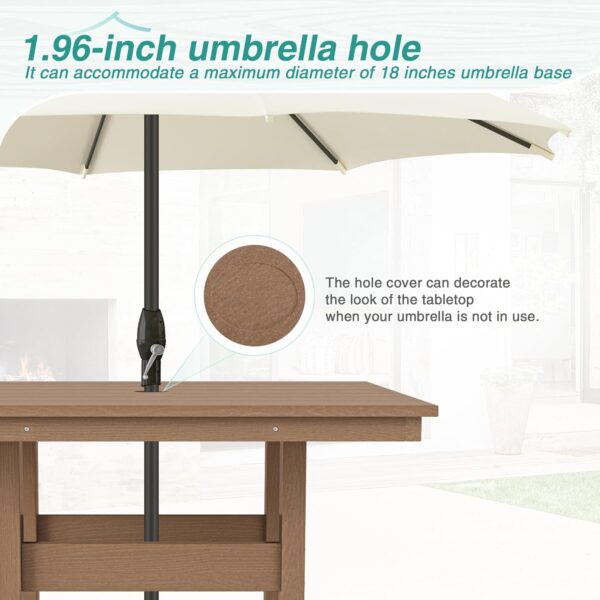 71bhcMWlBIL._AC_SL1500_.jpg Patio Table and Chairs Set 5 Pieces, HDPE Weather Resistant Outdoor Dining Set with Umbrell Hole, Square Outdoor Dining Table with 4 Patio Chairs, Patio Dining Set for Balcony, Light Brown