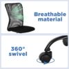 FDW Home Office Chair Mid Back Mesh Desk Chair Armless Computer Chair Ergonomic Task Rolling Swivel Chair Back Support Adjustable Modern Chair with Lumbar Support (Black)