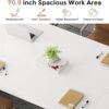 71 inch Large Simple Computer Desk, Executive Office Desk Workstation, Modern Study Writing Table, Business Furniture for Home Office, Faux Marble, White and Gold