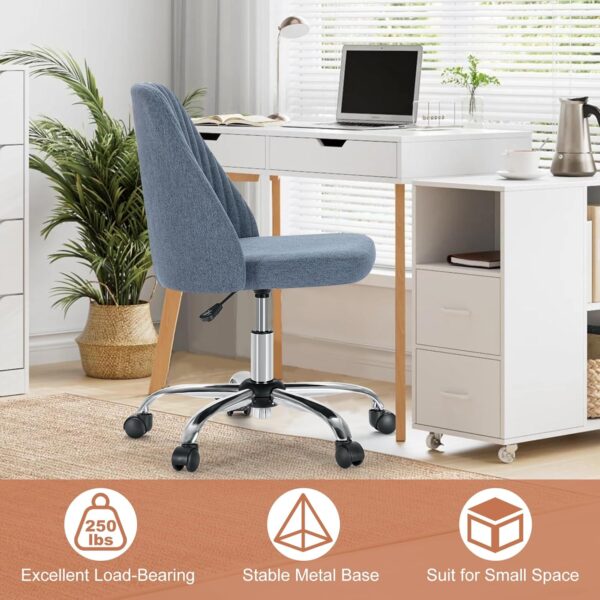 DUMOS Office Desk Chair, Modern Cute Rolling Vanity Swivel Task Seating with Wheels, Comfortable Back Seat Armless for Home, Bedrooms, Study, Student, Adults, Make-Up, Dressing Room