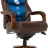 La-Z-Boy Delano Big & Tall Executive Office Chair, High Back Ergonomic Lumbar Support, Bonded Leather, Brown