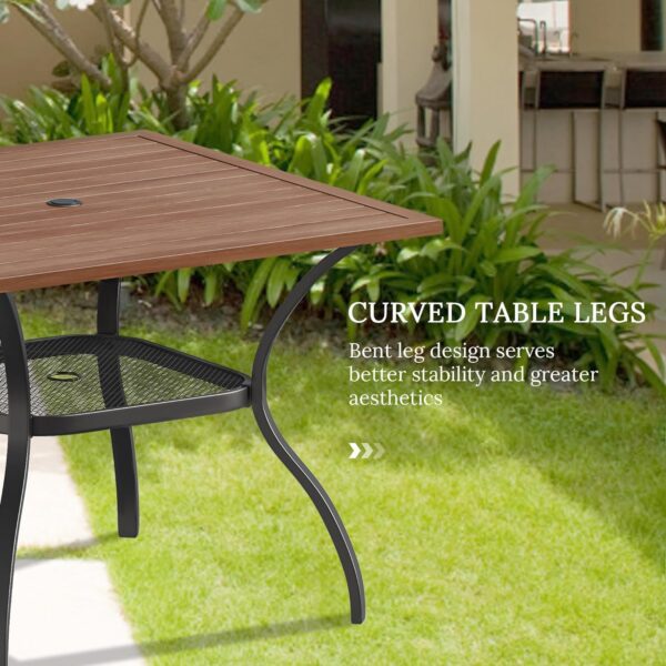 VICLLAX 5 Pieces Patio Dining Set, Outdoor Furniture Set Includes 1 Square Patio Table and 4 Stackable Patio Sling Chairs, Outdoor Table and Chairs for Outsides, Walnut Table and Brown Chairs