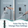 Aolemi 10 Inch Rainfall Shower Tub Faucet Set Wall Mount,Tub and Shower Faucet Combo,Shower System,with 2 in 1 Handheld Sprayer,Rough-in Valve,with Curved Spout,Matte Black