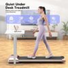 DeerRun Walking Pad 2 in 1 Under Desk Treadmill, 2.2HP Low Noise Walking Pad Running Jogging Machine with Remote Control for Home Office, Lightweight Portable Desk Treadmill Installation Free