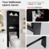Over The Toilet Storage Cabinet – Wood Bathroom Shelf Above Toilet with Double Doors, Bathroom Storage Cabinet Organizer, Black