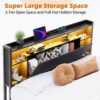 Bed Frame Queen Size with LED Lights and Charging Station, Heavy Duty Metal Platform Bed with Super Large Storage Space Headboard, No Box Spring Needed, Noise-Free, Easy Assembly, Black