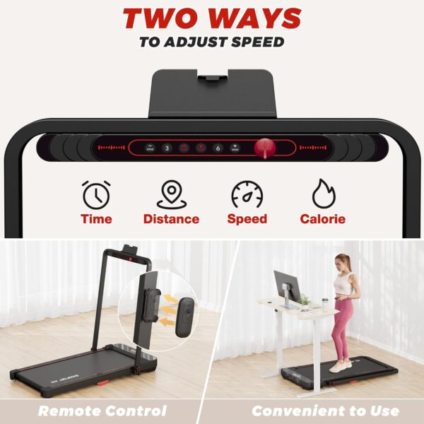 2 in 1 Treadmill, Walking Pad, 2.5HP Folding Treadmill with Remote Control LED Display, Portable Treadmill for Home/Office with 265lbs Weight Capacity