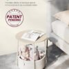 VASAGLE End Table, Small Bedside Table with Fabric Basket, Modern Nightstand, Round Side Table, for Living Room, Bedroom, Cream White ULET223K67