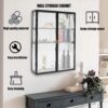 Wall Cabinet with Door, Black Retro Style Double PC Wall Cabinet Wall Cabinets with Adjustable Shelf for Storage Solutions in Bathrooms, Kitchens, Laundry Rooms, Home Offices