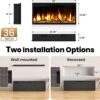 Smart 36" WiFi-Enabled Electric Fireplace Heater, Recessed in-Wall and Wall-Mounted Linear Fireplace,Compatible with Alexa,13 Adjustable Flame Color and 5 Brightness,1500/750 Watt Heater,Black