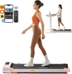 Under Desk Treadmill - 2 in 1 Walking & Jogging Pad, Portable with Remote Control & App, 2.5HP Compact for Home Office