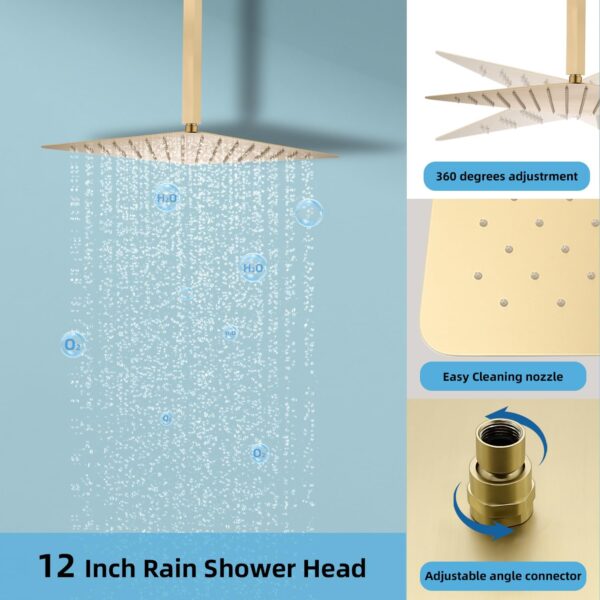 Shower System 12 Inches Rainfall Shower System Shower Head System for Bathroom 3 function shower system set Shower Faucet Rough-in Valve