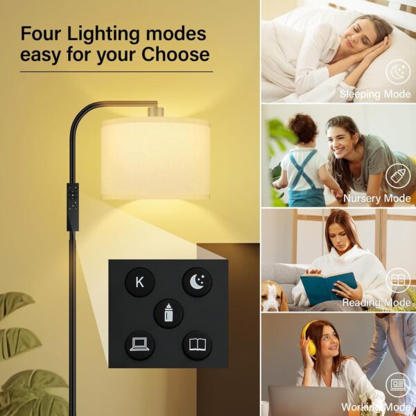 BoostArea Dimmable Floor Lamp for Living Room,Arc Sofa Lamps with Remote Control,Stepless Dimmable & Colors Temperature,2700k-6500k,67 in,Tall Modern Standing Lamp for Bedroom Study Room Office,White