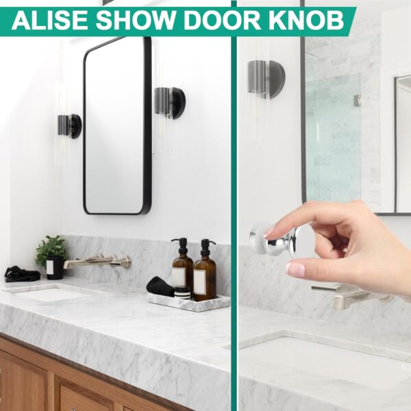 Alise Shower Glass Door Handle,Sliding Shower Doors Knob,Single Side Pull Hardware Replacement Parts for Glass Doors,Solid SUS304 Stainless Steel Knobs,Polished Chrome,XLS200DB-C