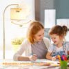 Ambimall Gold Arc Floor Lamp with Remote - Dimmable Bulb, Colors Temperature Adjustable, Easy Assembly, Modern Standing Lamp for Living Room Bedroom Office Reading Room Nursery (Beige Linen Shade)