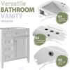 Linique 30" Bathroom Vanity with Mirror Cabinet Combo Set, Modern Bathroom Storage Cabinet with Ceramic Sink, 2 Drawers and a Tip-Out Drawer, Wall-Mounted Medicine Cabinet for Bathroom, White