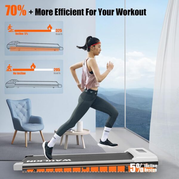 Walking Pad Treadmill with Incline,Under Desk Treadmill, 300+ lbs Weight Capacity Compact Portable Incline Treadmill,10 HIIT Programs Treadmills for Home Small/Office, 2.5HP
