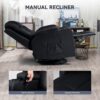COMHOMA Living Room Furniture Set, Bonded Leather Loveseat Sofa with Cup Holder Recliner Chair, 3+2, Black