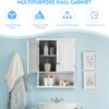 Tangkula Bathroom Wall Cabinet, Wooden Hanging Storage Cabinet with Doors & Shelves, Multipurpose Storage Cabinet for Bathroom Kitchen Living Room, Wall Mounted Bathroom Medicine Cabinet