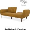 Novogratz Brittany 82 Inch Futon Sofa Bed, Upholstered Couch Sleeper with Tufted Back, Mid-Century Modern, Mustard
