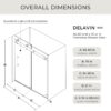 DELAVIN 56-60.in W x 75.in H Frameless Shower Door, Water Repellent Glass Shower Door with 5/16" (8mm) Clear Tempered Glass, Easy Sliding Showe Door with Explosion-Proof Film, Stainless Steel