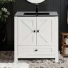 30" Bathroom Vanity with Sink, White Modern Bathroom Storage Cabinet with Black Drop in Bathroom Sink Combo Set